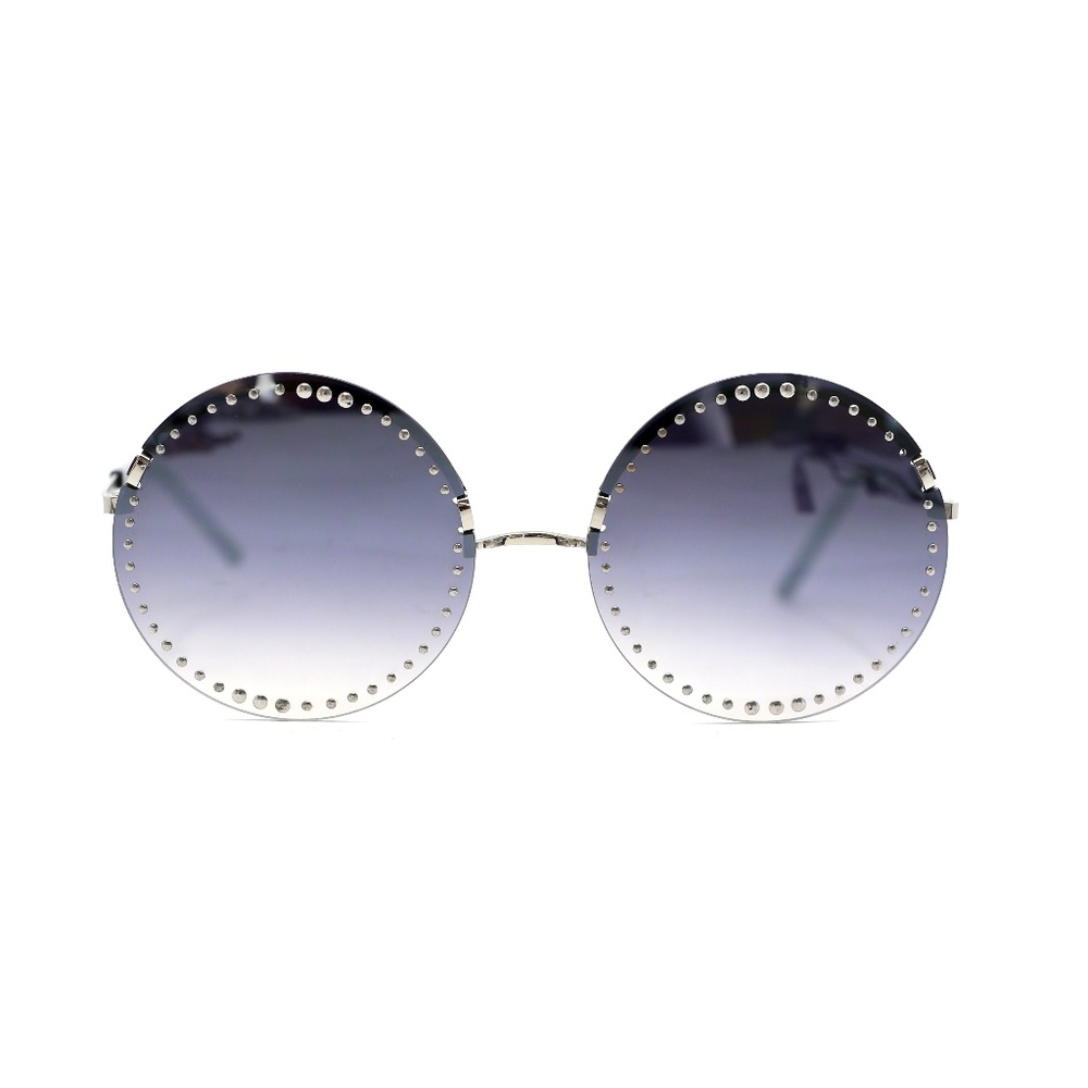 Elton John Dark Blue On Silver Studded Sunnies